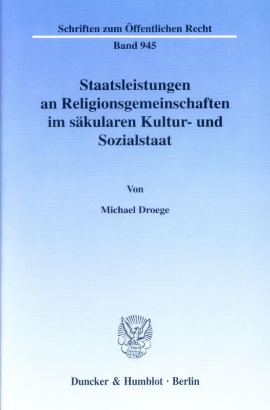 Cover-Bild Staatsleistungen an Religionsgemeinschaften im säkularen Kultur- und Sozialstaat.