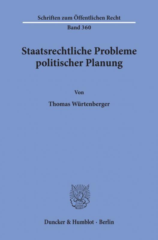 Cover-Bild Staatsrechtliche Probleme politischer Planung.