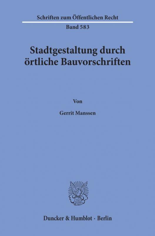 Cover-Bild Stadtgestaltung durch örtliche Bauvorschriften.