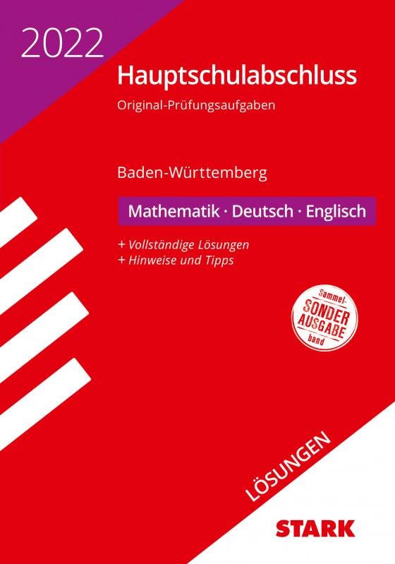 Cover-Bild STARK Lösungen zu Original-Prüfungen Hauptschulabschluss 2022 - Mathematik, Deutsch, Englisch 9. Klasse - BaWü