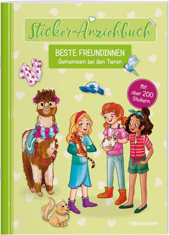 Cover-Bild Sticker-Anziehbuch. Beste Freundinnen. Gemeinsam bei den Tieren.