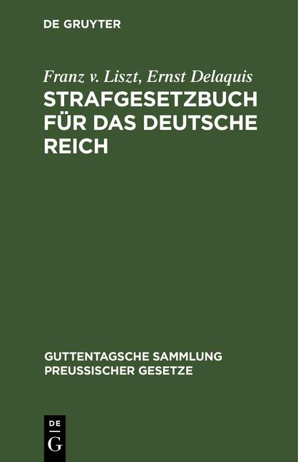 Cover-Bild Strafgesetzbuch für das Deutsche Reich mit Nebengesetzen