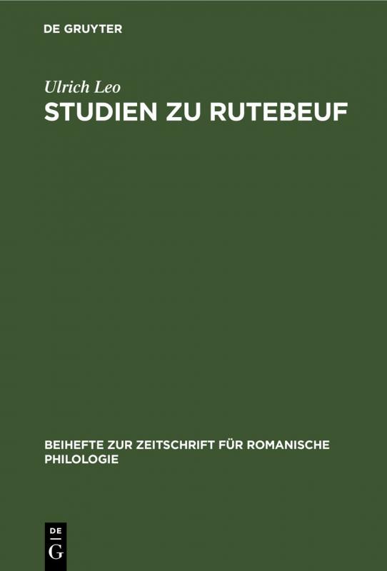 Cover-Bild Studien zu Rutebeuf