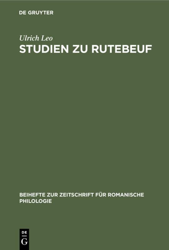 Cover-Bild Studien zu Rutebeuf