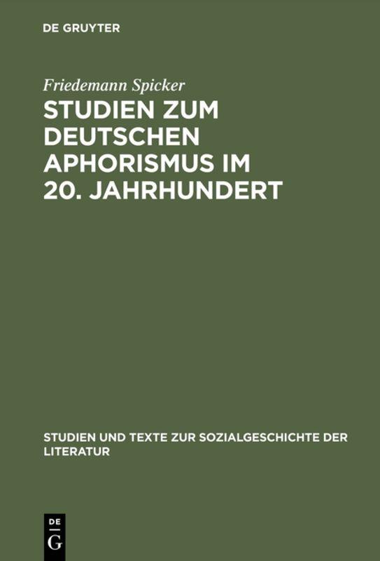 Cover-Bild Studien zum deutschen Aphorismus im 20. Jahrhundert