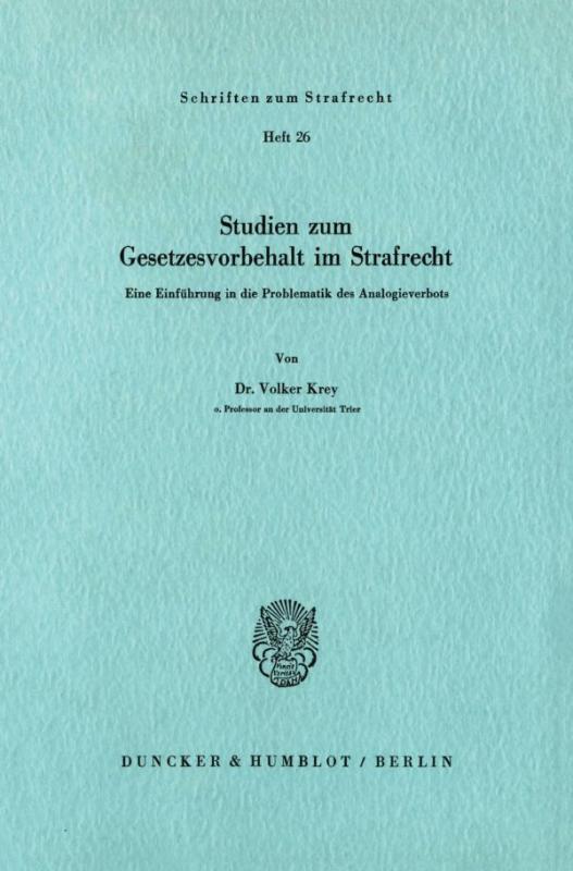 Cover-Bild Studien zum Gesetzesvorbehalt im Strafrecht.