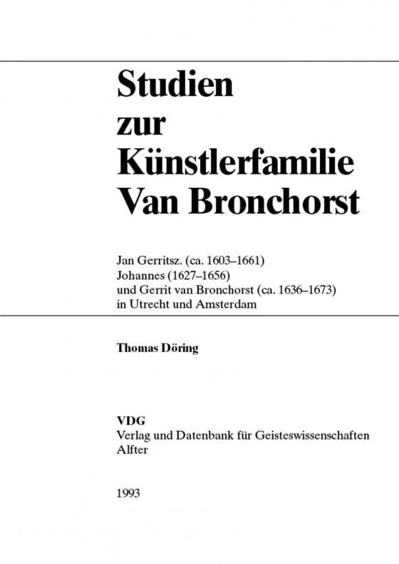Cover-Bild Studien zur Künstlerfamilie Van Bronchorst