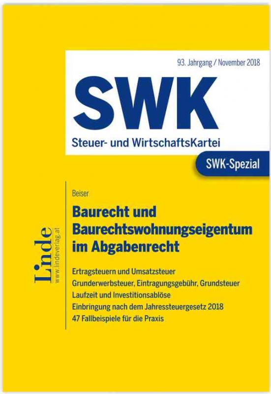 Cover-Bild SWK-Spezial Baurecht und Baurechtswohnungseigentum im Abgabenrecht