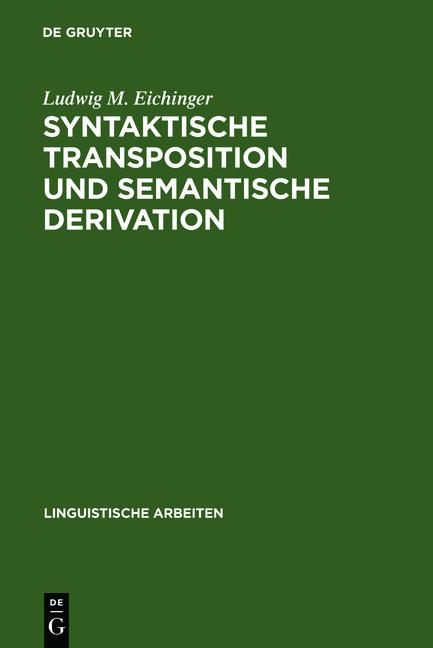 Cover-Bild Syntaktische Transposition und semantische Derivation