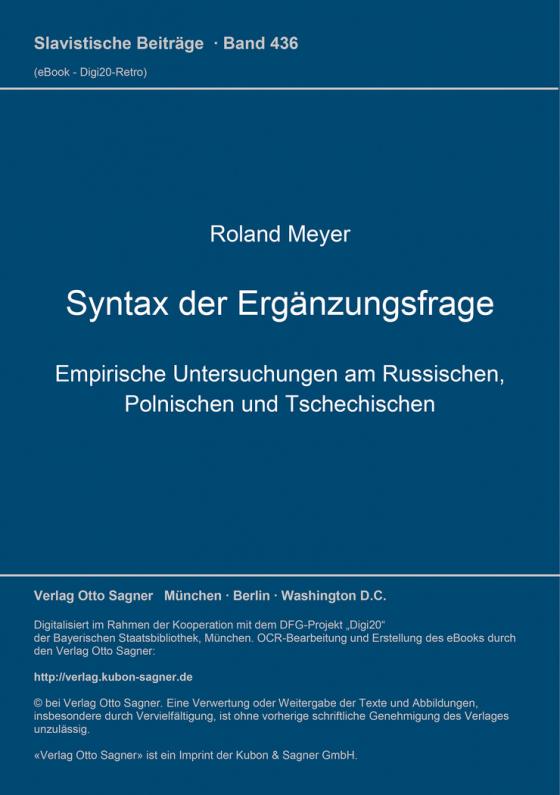 Cover-Bild Syntax der Ergänzungsfrage