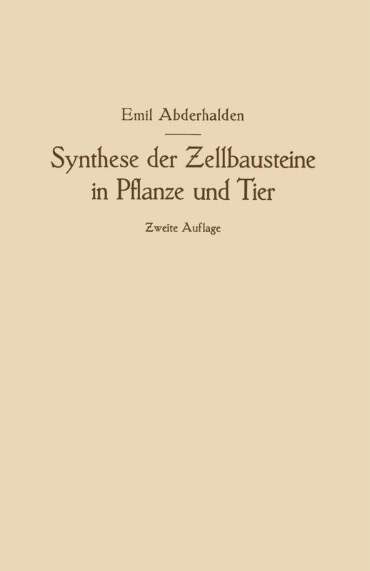 Cover-Bild Synthese der Zellbausteine in Pflanze und Tier