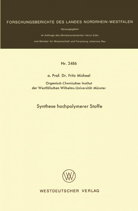 Cover-Bild Synthese hochpolymerer Stoffe