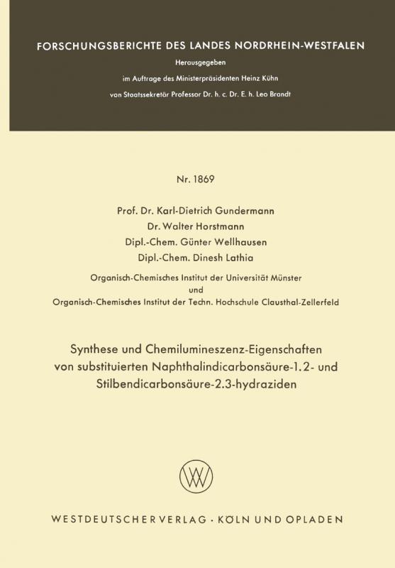 Cover-Bild Synthese und Chemilumineszenz-Eigenschaften von substituierten Naphthalindicarbonsäure-1.2- und Stilbendicarbonsäure-2.3-hydraziden