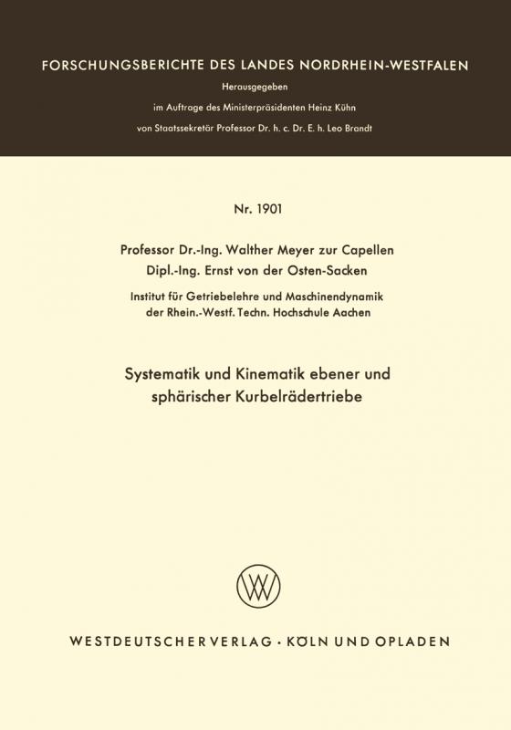 Cover-Bild Systematik und Kinematik ebener und sphärischer Kurbelrädertriebe