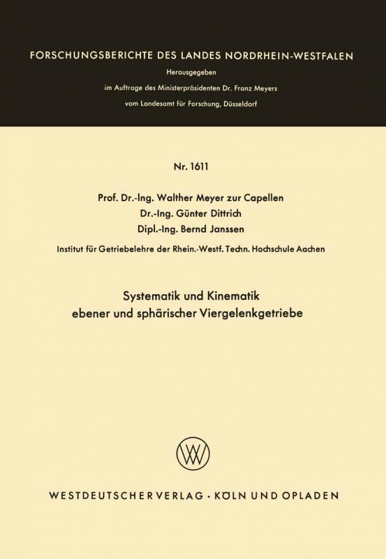 Cover-Bild Systematik und Kinematik ebener und sphärischer Viergelenkgetriebe