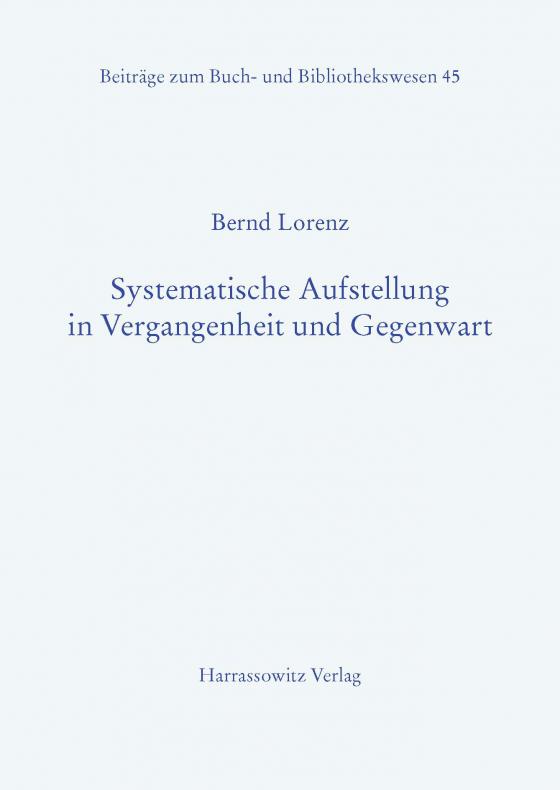 Cover-Bild Systematische Aufstellung in Vergangenheit und Gegenwart