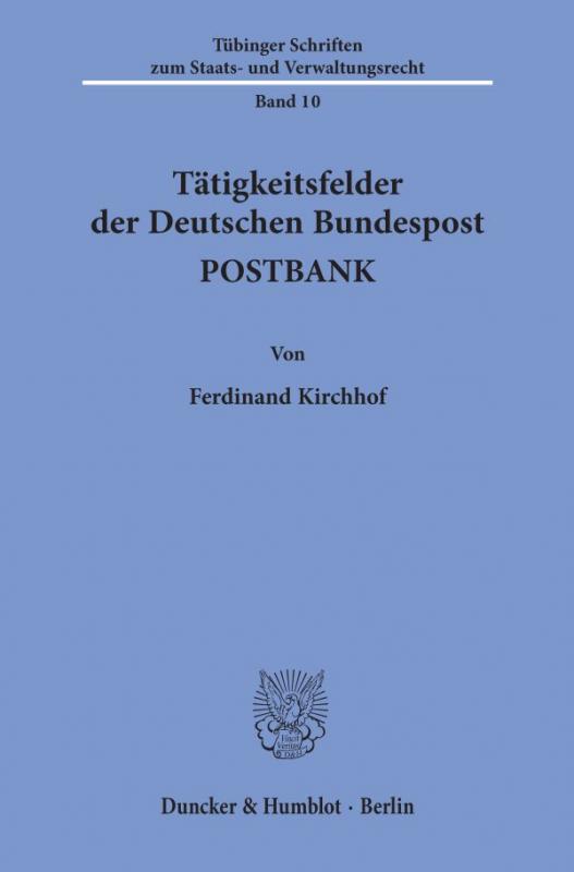 Cover-Bild Tätigkeitsfelder der Deutschen Bundespost POSTBANK.