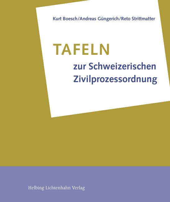 Cover-Bild Tafeln zur Schweizerischen Zivilprozessordnung