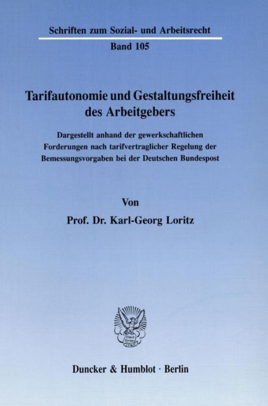 Cover-Bild Tarifautonomie und Gestaltungsfreiheit des Arbeitgebers.