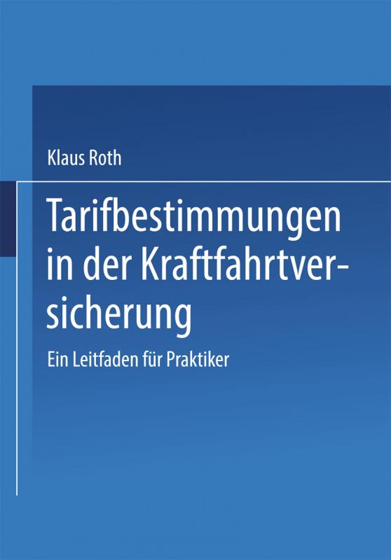 Cover-Bild Tarifbestimmungen in der Kraftfahrtversicherung