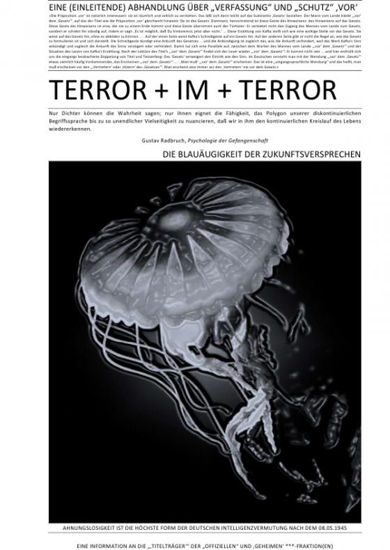 Cover-Bild TERROR + VIER + ABHANDLUNGEN / EINE (EINLEITENDE) ABHANDLUNG ÜBER „VERFASSUNG“ UND „SCHUTZ“ ‚VOR‘ TERROR + IM + TERROR (I v IV)