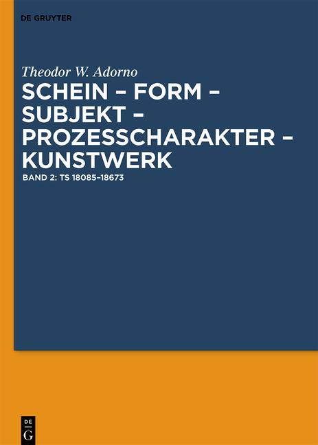 Cover-Bild Theodor W. Adorno: Schein – Form – Subjekt – Prozeßcharakter – Kunstwerk / Ts 18085–18673