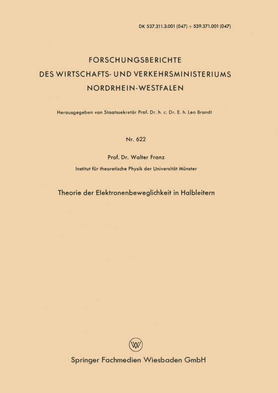 Cover-Bild Theorie der Elektronenbeweglichkeit in Halbleitern
