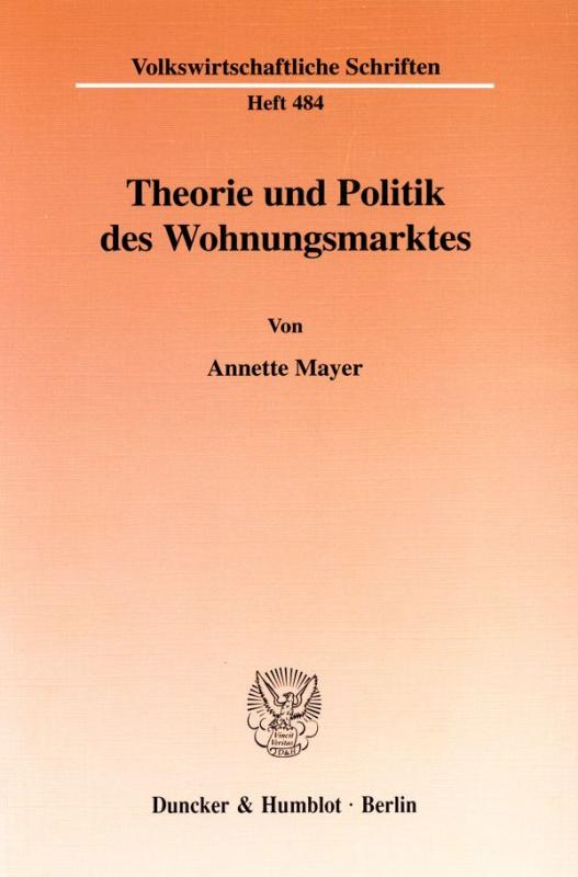 Cover-Bild Theorie und Politik des Wohnungsmarktes.