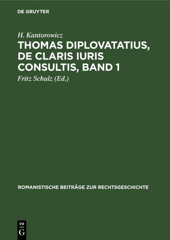 Cover-Bild Thomas Diplovatatius, De claris iuris consultis, Band 1