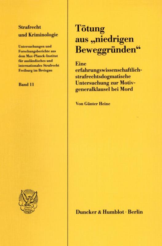 Cover-Bild Tötung aus "niedrigen Beweggründen".