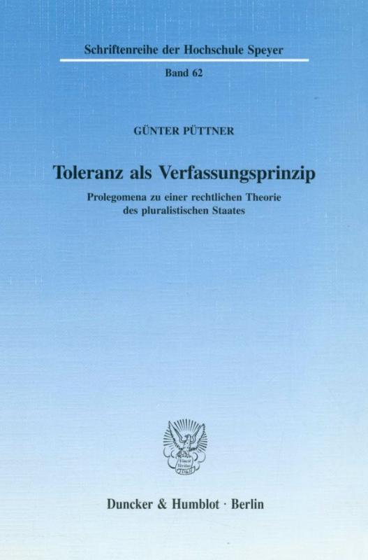 Cover-Bild Toleranz als Verfassungsprinzip.