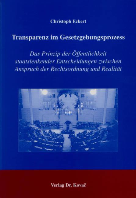 Cover-Bild Transparenz im Gesetzgebungsprozess