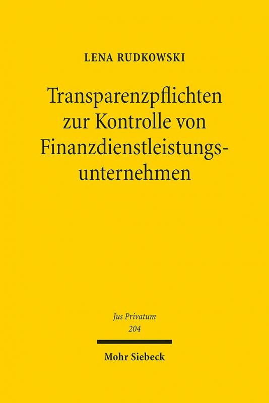 Cover-Bild Transparenzpflichten zur Kontrolle von Finanzdienstleistungsunternehmen