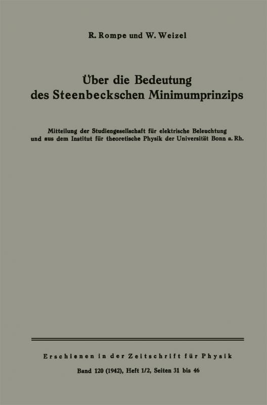 Cover-Bild Über die Bedeutung des Steenbeckschen Minimumprinzips