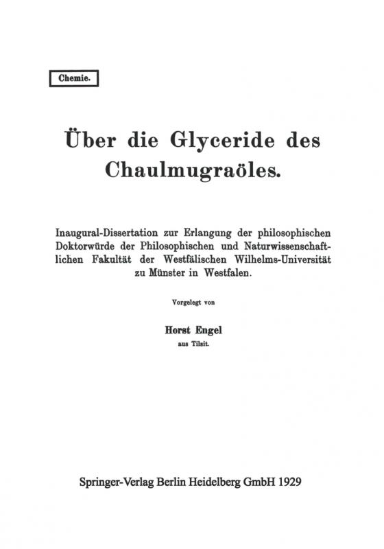 Cover-Bild Über die Glyceride des Chaulmugraöles