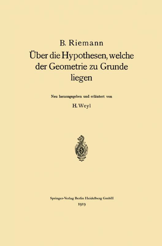 Cover-Bild Über die Hypothesen, welche der Geometrie zu Grunde liegen