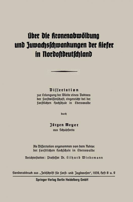 Cover-Bild Über die Kronenabwölbung und Zuwachsschwankungen der Kiefer in Nordostdeutschland