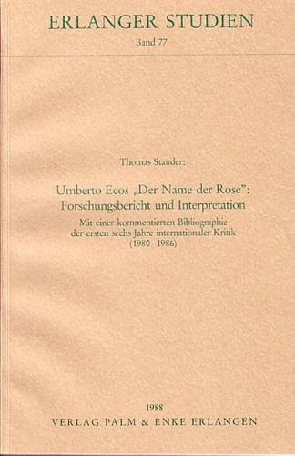 Cover-Bild Umberto Ecos "Der Name der Rose": Forschungsbericht und Interpretation