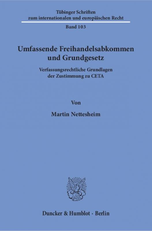 Cover-Bild Umfassende Freihandelsabkommen und Grundgesetz.
