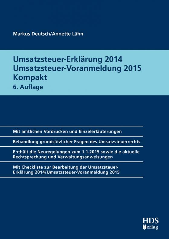 Cover-Bild Umsatzsteuer-Erklärung 2014/Umsatzsteuer-Voranmeldung 2015 Kompakt