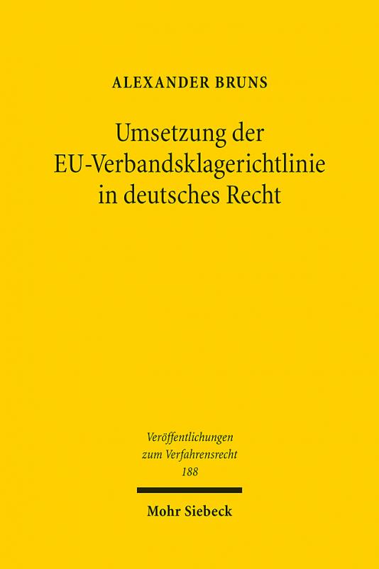 Cover-Bild Umsetzung der EU-Verbandsklagerichtlinie in deutsches Recht