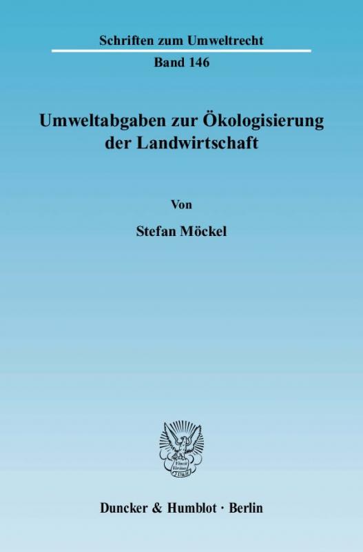 Cover-Bild Umweltabgaben zur Ökologisierung der Landwirtschaft.