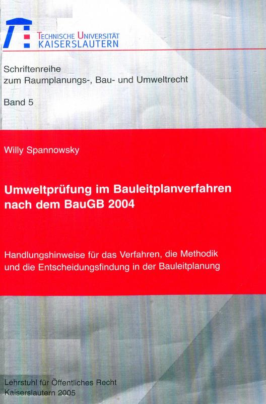 Cover-Bild Umweltprüfung im Bauleitplanverfahren nach dem BauGB 2004