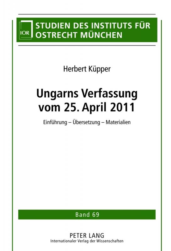 Cover-Bild Ungarns Verfassung vom 25. April 2011