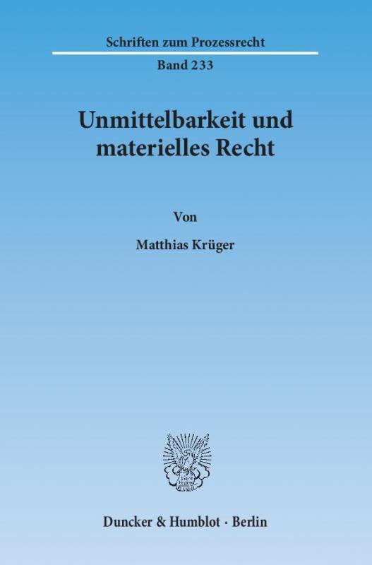 Cover-Bild Unmittelbarkeit und materielles Recht.