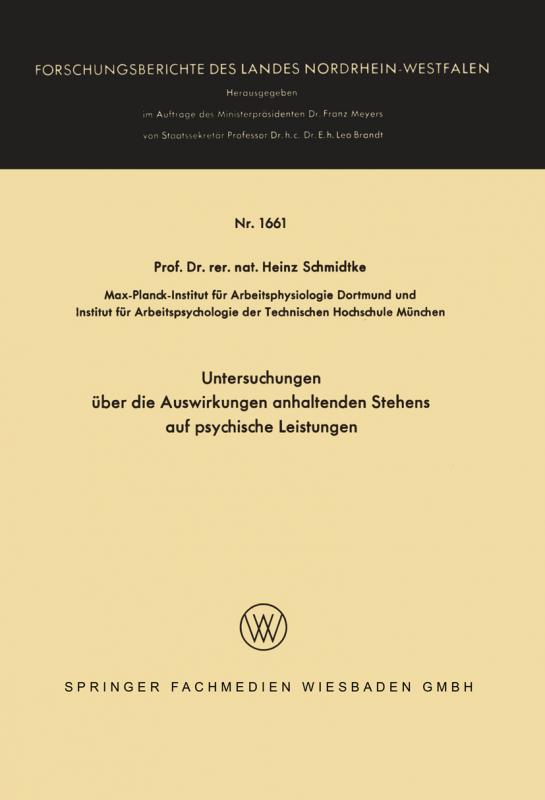 Cover-Bild Untersuchungen über die Auswirkungen anhaltenden Stehens auf psychische Leistungen