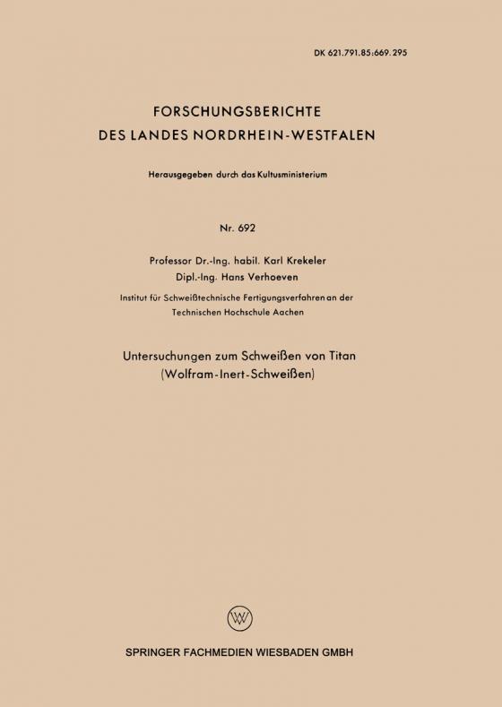 Cover-Bild Untersuchungen zum Schweißen von Titan (Wolfram-Inert-Schweißen)