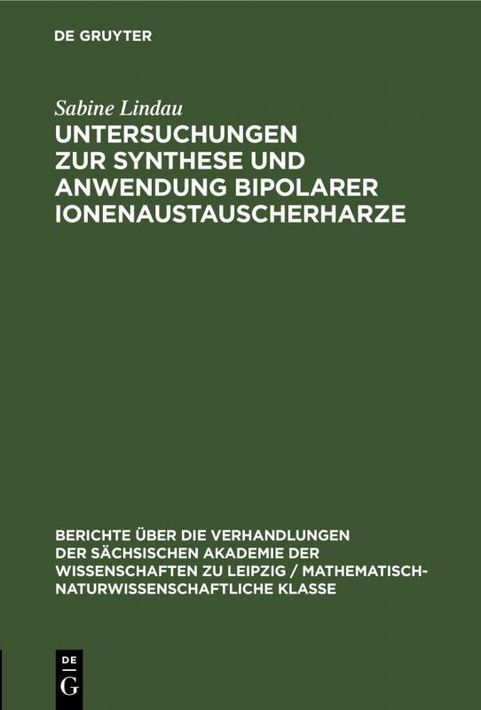 Cover-Bild Untersuchungen zur Synthese und Anwendung bipolarer Ionenaustauscherharze