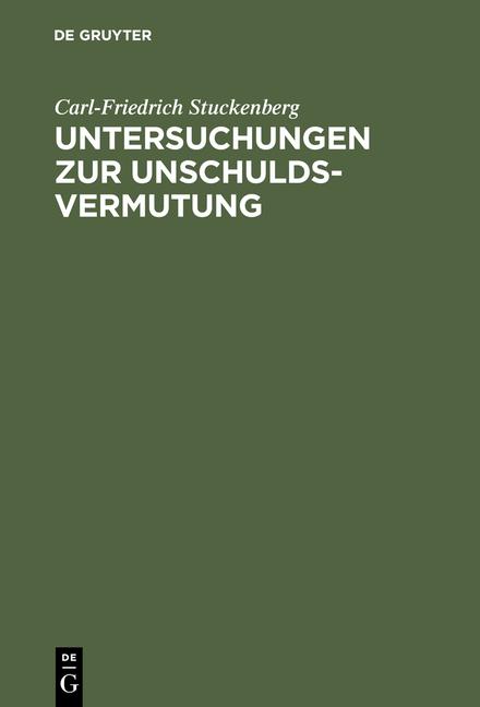 Cover-Bild Untersuchungen zur Unschuldsvermutung