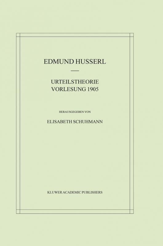 Cover-Bild Urteilstheorie Vorlesung 1905